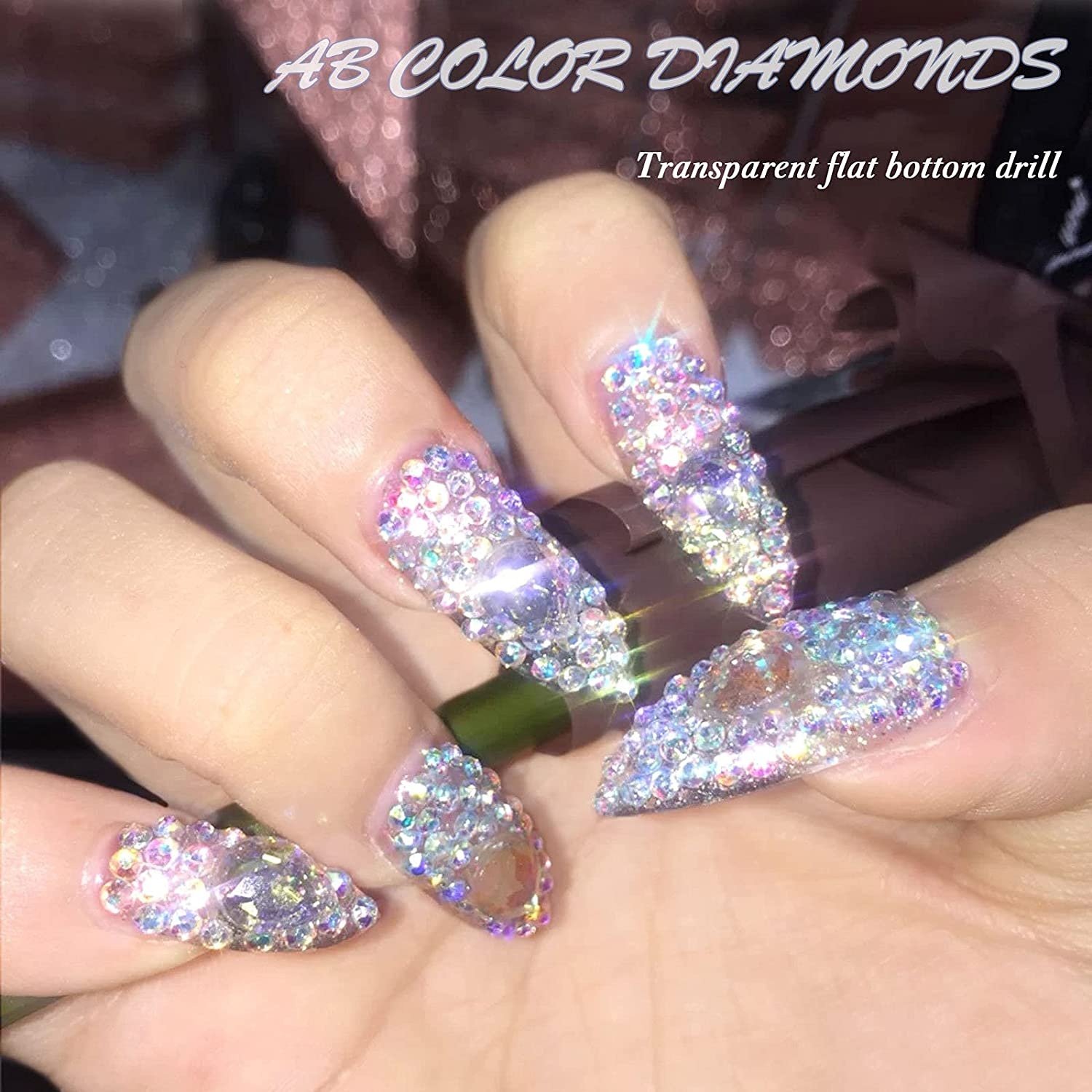 SS3-SS20 1440pcs Clear Crystal AB gold 3D Non HotFix FlatBack Nail Art Rhinestones Decorations Shoes And Dancing Decoration