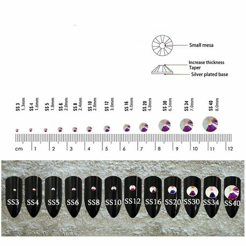 SS3-SS20 1440pcs Clear Crystal AB gold 3D Non HotFix FlatBack Nail Art Rhinestones Decorations Shoes And Dancing Decoration