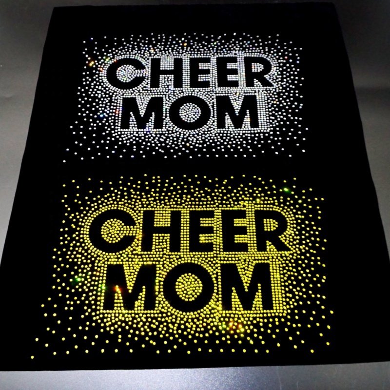 Custom logo design T shirt cheer rhinestone transfer Dance mom Cheer mom hotfix rhinestone motif