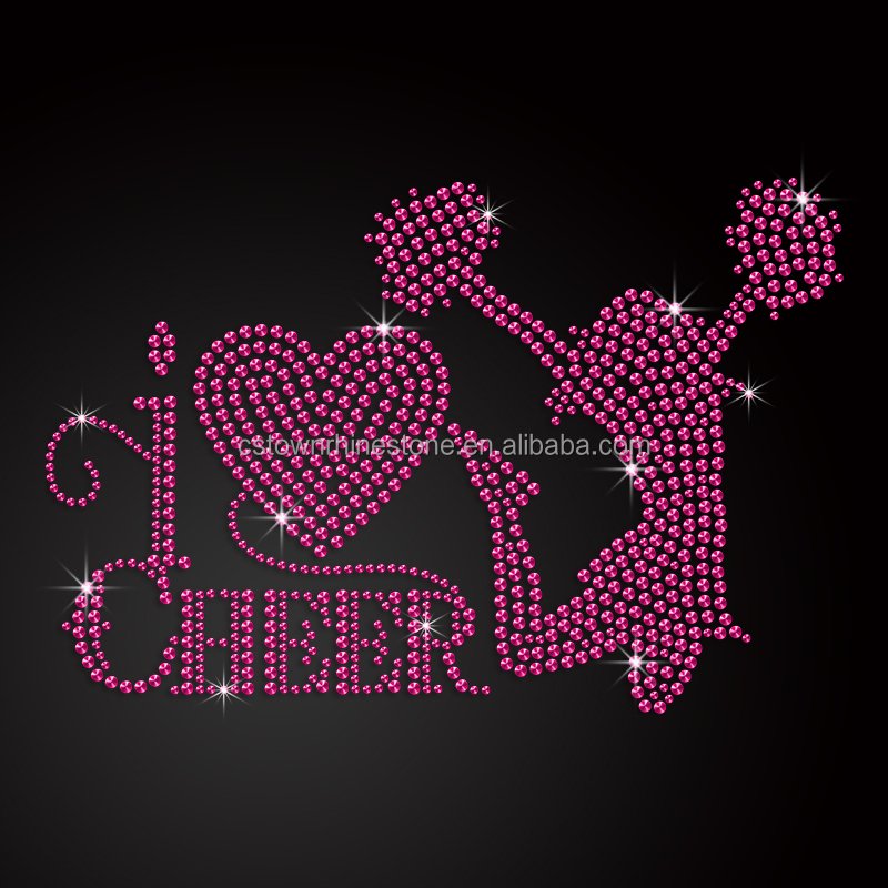 New Design Rhinestone Transfer Motif bowknot cheer hot fix rhinestone decals Rhinestone Heat Press for t shirts