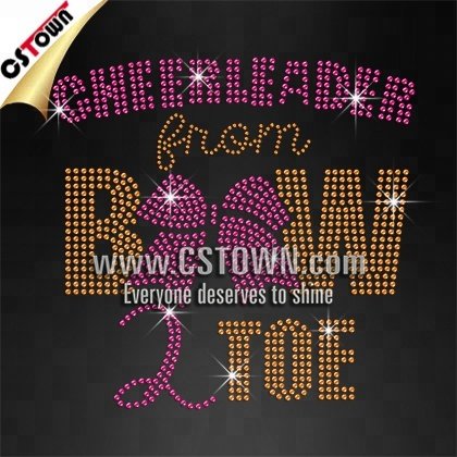 New Design Rhinestone Transfer Motif bowknot cheer hot fix rhinestone decals Rhinestone Heat Press for t shirts