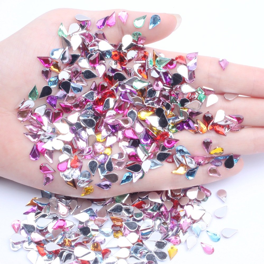 Hot Selling Water Drop Shape Acrylic Flat Back Rhinestone Bulk Crystals 1000pcs Handmade diy Materials