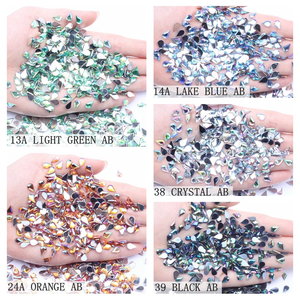 Hot Selling Water Drop Shape Acrylic Flat Back Rhinestone Bulk Crystals 1000pcs Handmade diy Materials