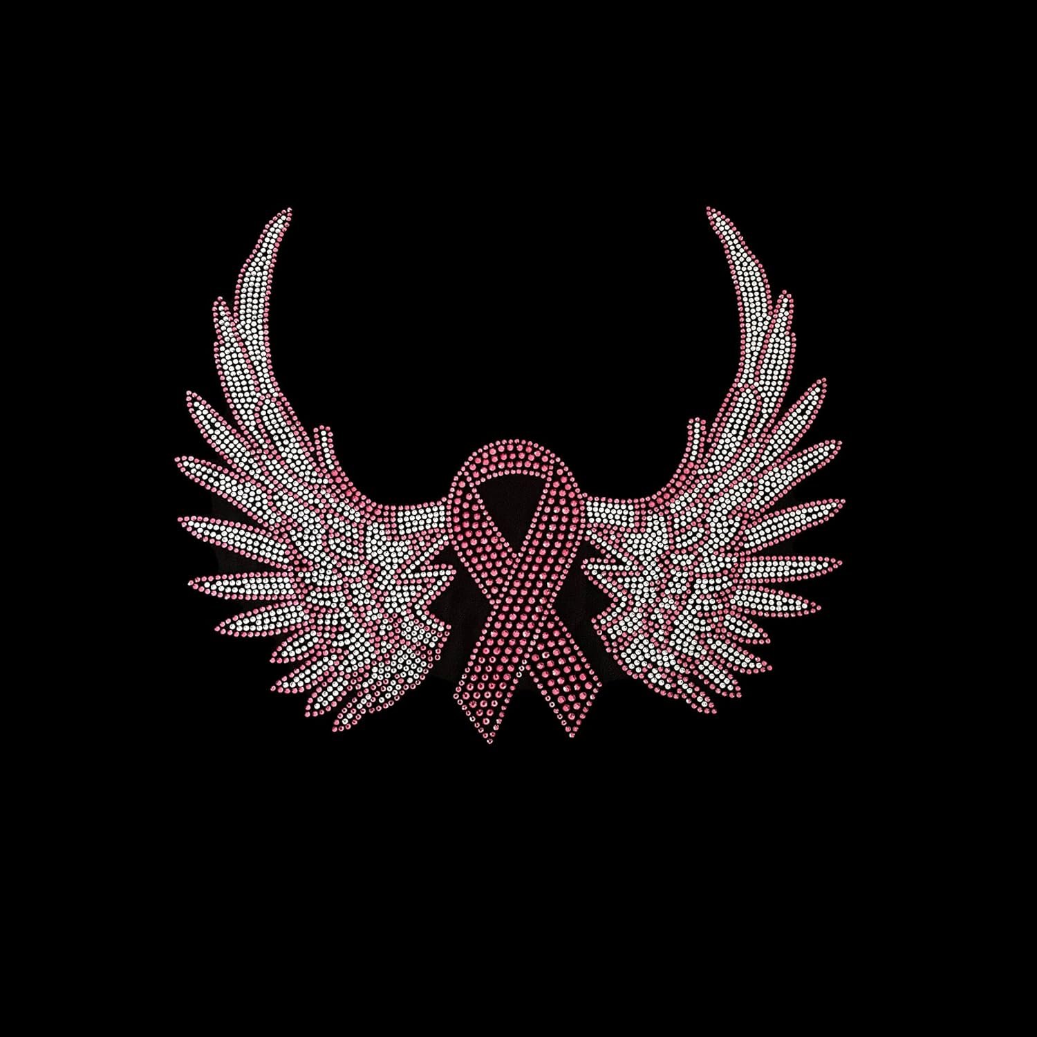 Custom bling crystal hotfix breast cancer logo pink ribbon awareness rhinestone transfers strass templates for shirt clothing