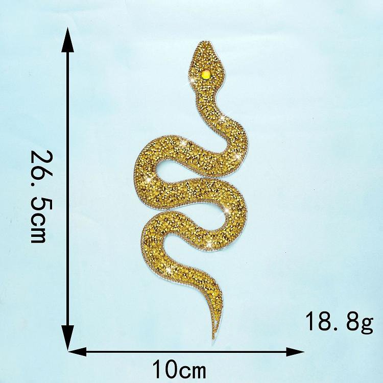Wholesale hot fix DIY rhinestones beaded applique iron on patch clothing accessories large snake rhinestone patches for clothes