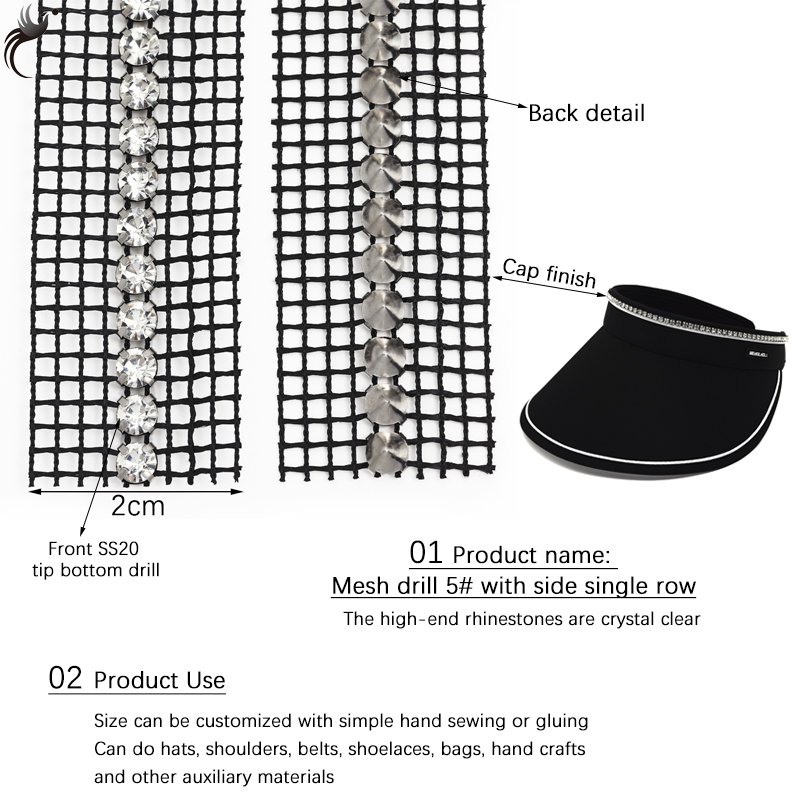 New design Single row mesh Clothing Dinner bag hat bag Dress accessories mesh dress with rhinestones