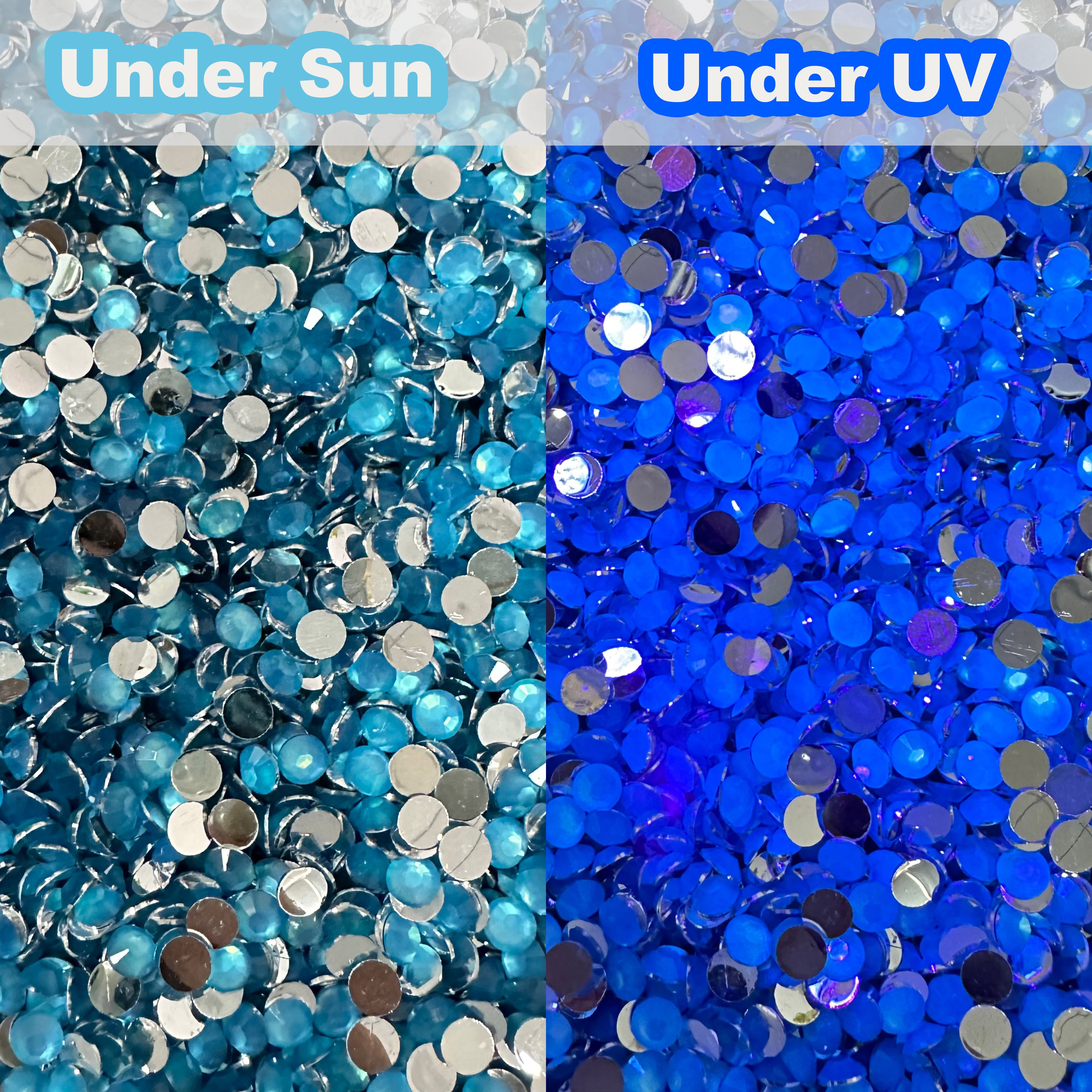 WHATSTONE New Neon Color 3mm 4mm 5mm Flat Back Silver Bottom Neon Jelly Resin Rhinestone Glow Under UV Light
