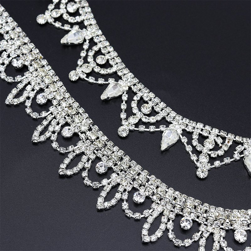 New Design Sewing Crystal Rhinestones Banding Trimming Glass Rhinestones Chains For Shoe Boots Decoration