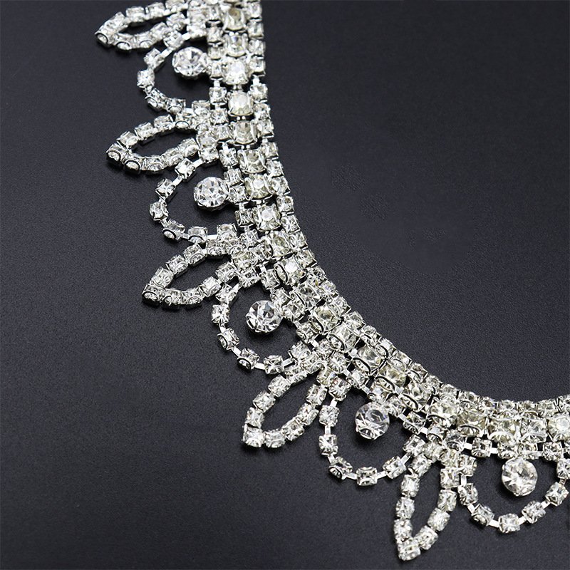 New Design Sewing Crystal Rhinestones Banding Trimming Glass Rhinestones Chains For Shoe Boots Decoration