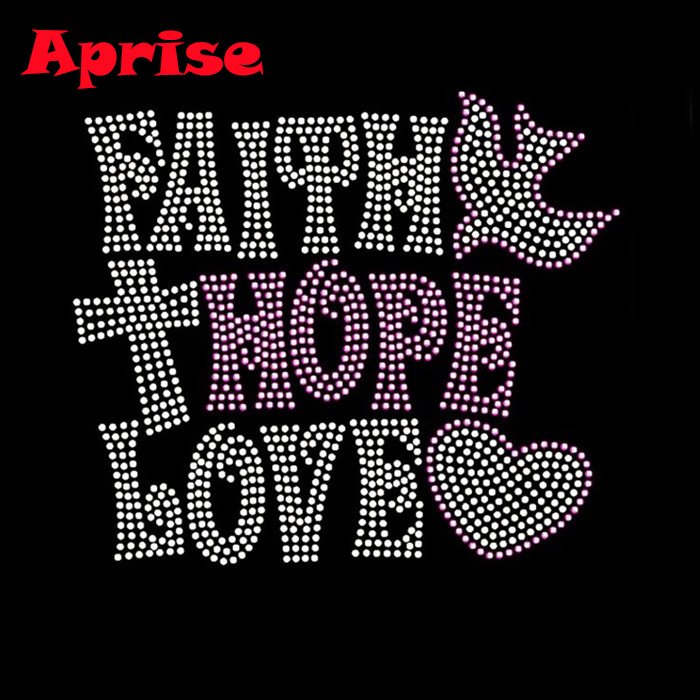 hope rhinestone transfer Breast Cancer Awareness Hotfix Rhinestone Transfer pink ribbon rhinestone motif