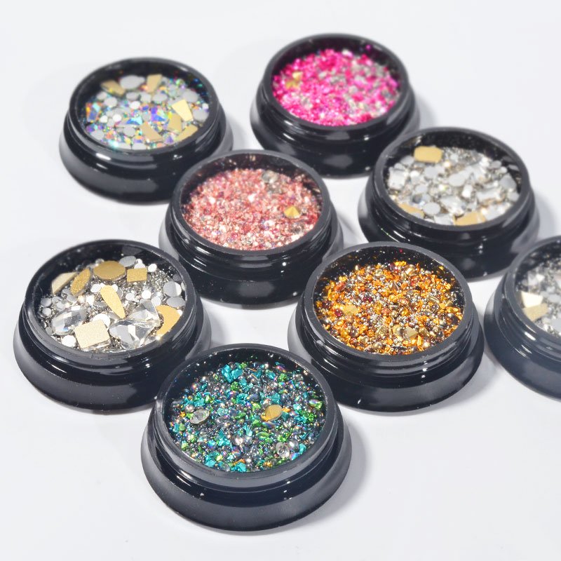 1Box Crystal Mixed Rhinestones Nail Art Decorations White AB Sparkly Stones Manicure Decorations Gems Diamonds Accessories