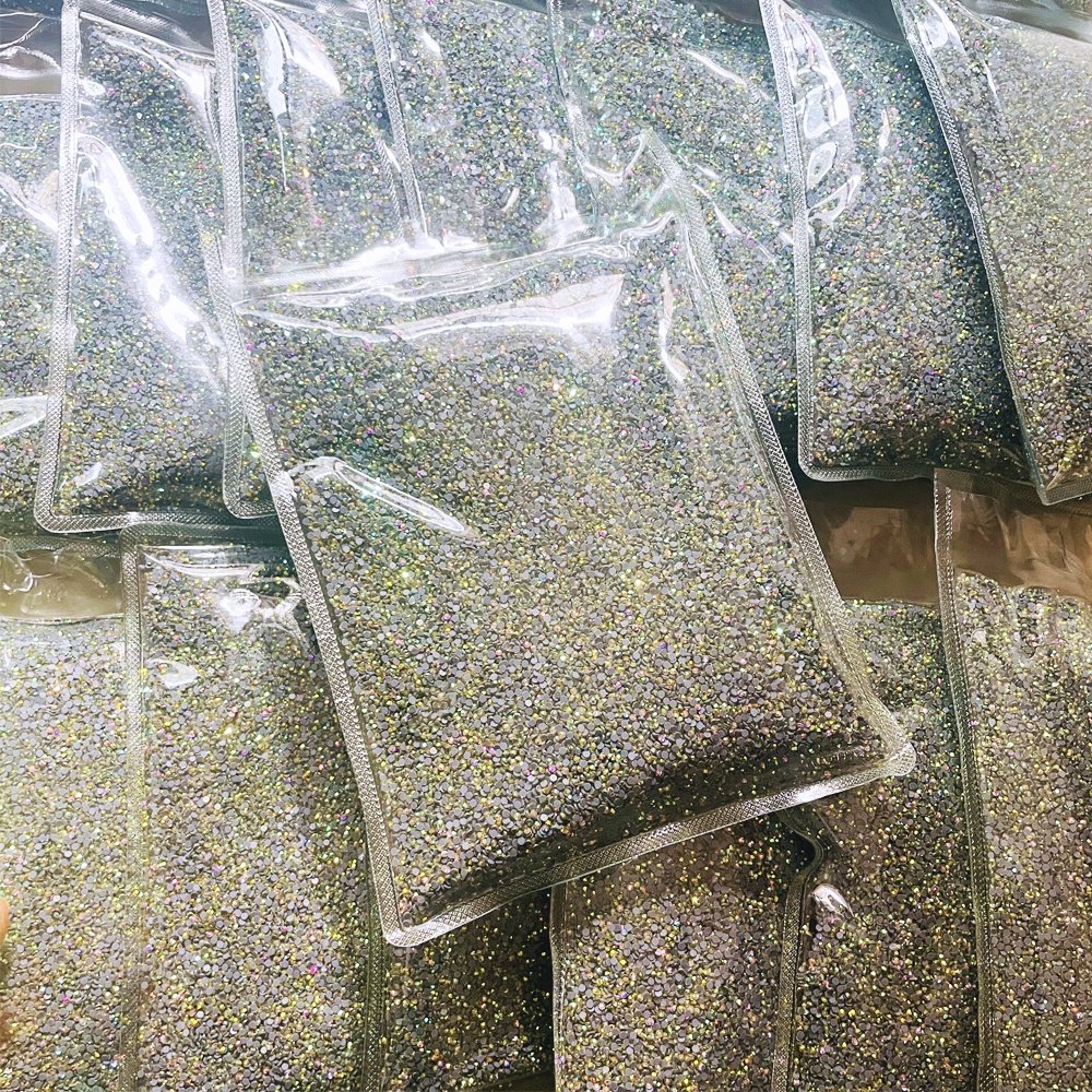 Wholesale 1KG Bulk packing Crystal AB Hotfix Glass Rhinestones SS6 SS10 SS16 SS20 Flat Back Stone Used for clothing