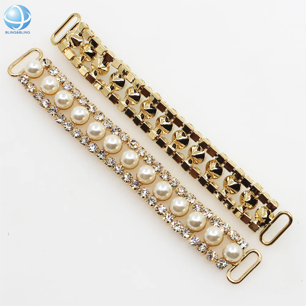 New Stylish Clothing Ornament Swimwear Accessories 10 cm Pearl Rhinestone Connector Buckle For Women Bikini Swimsuit Decoration
