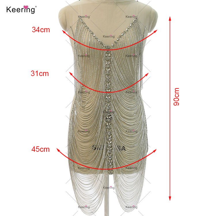 WDP-486 Keering Full Body Chain Diamond Applique Beaded Rhinestone For Custom Dress Women