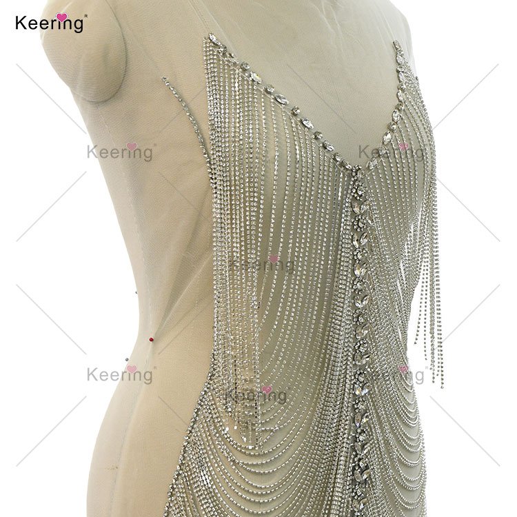 WDP-486 Keering Full Body Chain Diamond Applique Beaded Rhinestone For Custom Dress Women