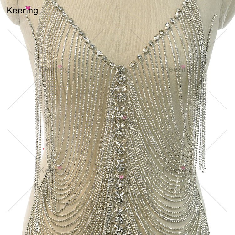 WDP-486 Keering Full Body Chain Diamond Applique Beaded Rhinestone For Custom Dress Women