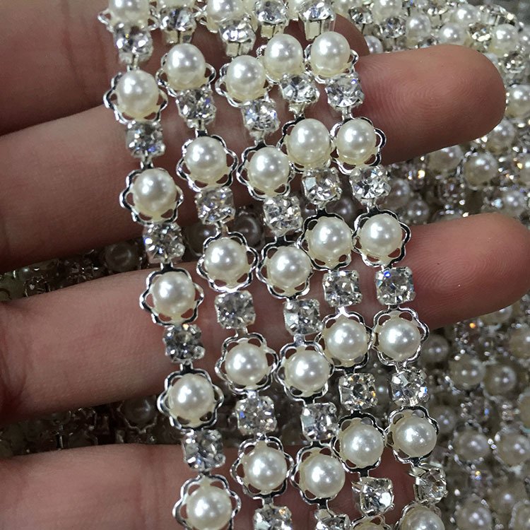 High quality pearl rhinestone claw chain hair ornament decoration diamond chain