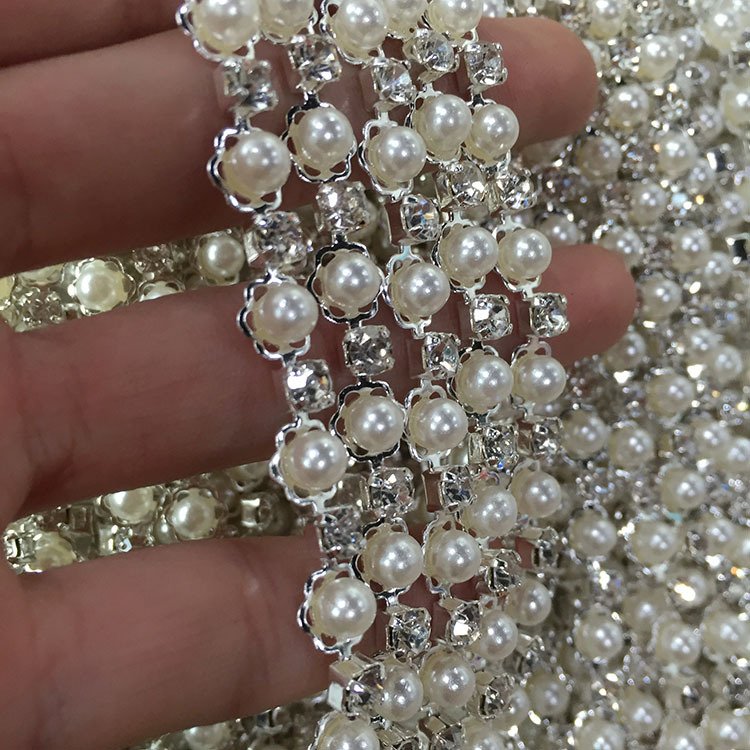 High quality pearl rhinestone claw chain hair ornament decoration diamond chain