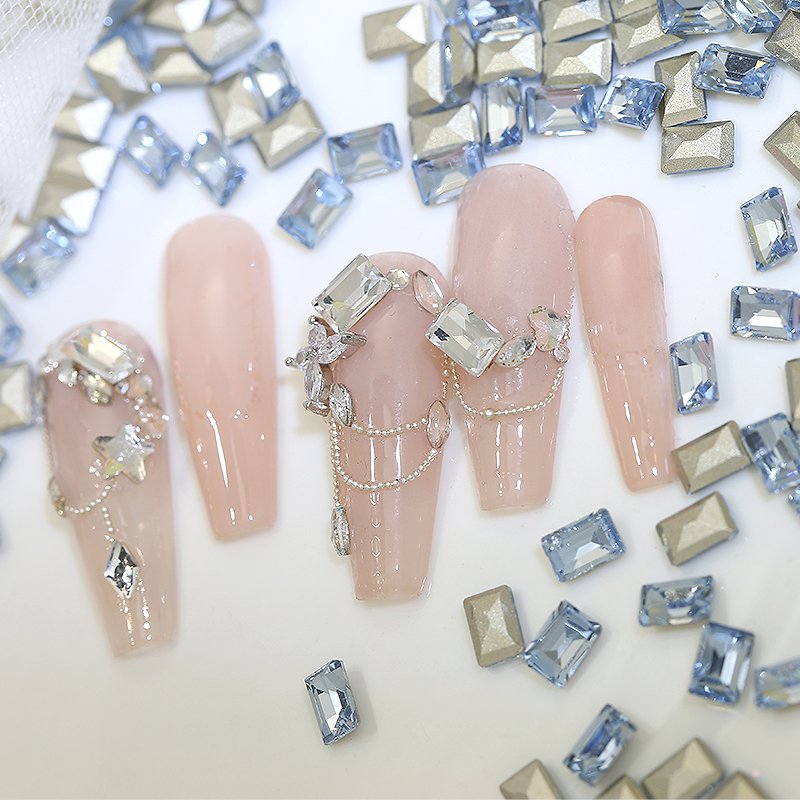 Wholesale Crystal Glass Rectangle Point Back Color Rhinestones Diy Nail Art Jewelry Accessories