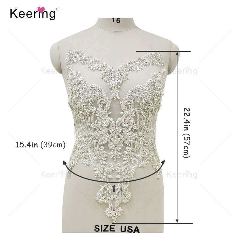 WDP-295 Hot Design Beaded Applique Patches Rhinestone With Necklace For Wedding Dress