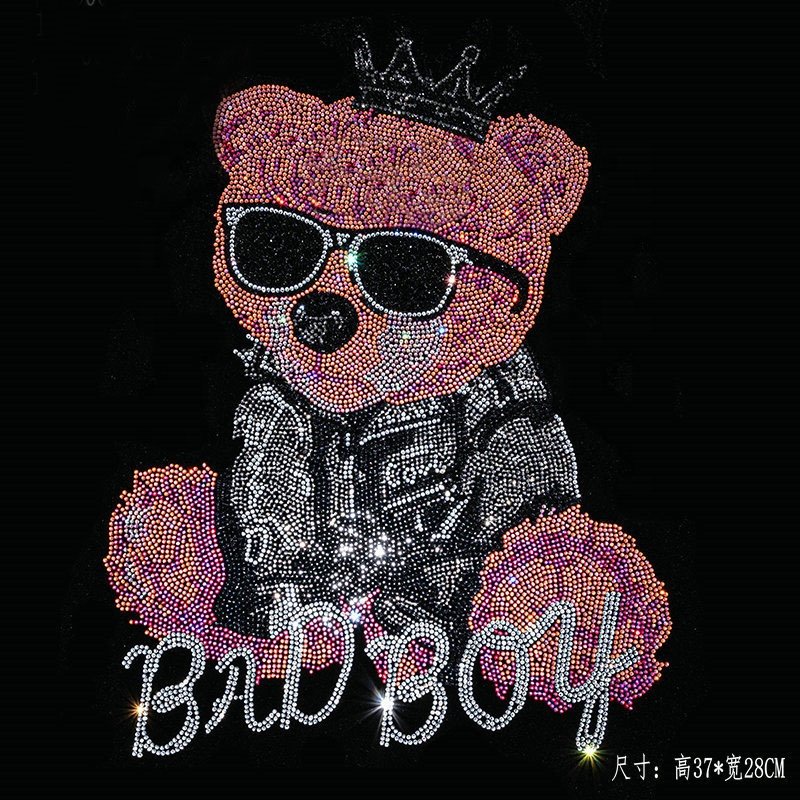 Designer Free Sample Hot Fix Bling Crystal Stone Heat Transfer Design Hotfix Rhinestone Motif Stock Design For Hoodie