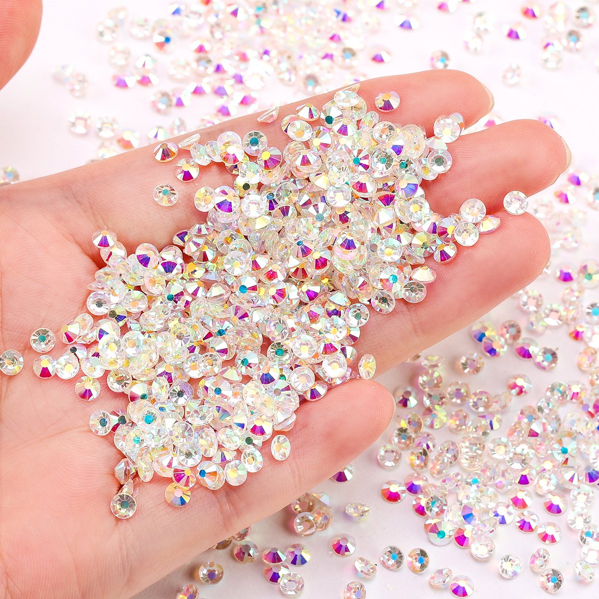 Dress Accessories Crystal AB Transparent Base Flat Back Colors Round Rhinestone for Decoration