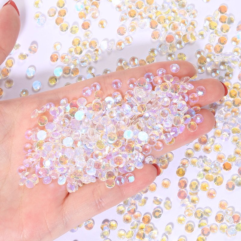 Dress Accessories Crystal AB Transparent Base Flat Back Colors Round Rhinestone for Decoration