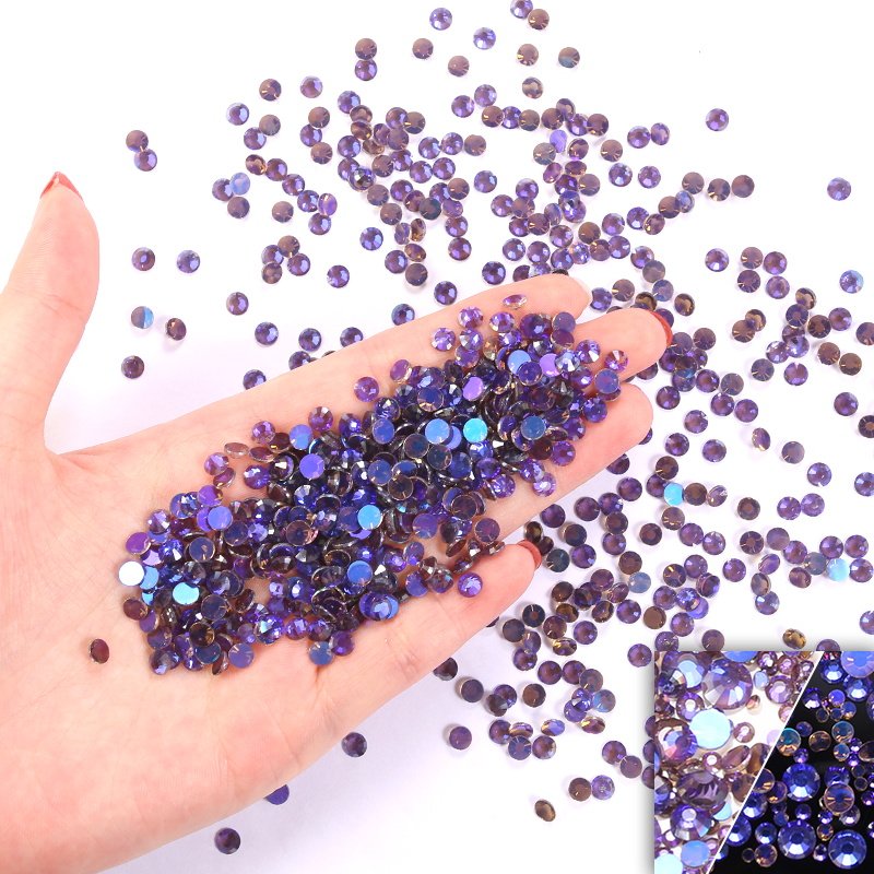 Dress Accessories Crystal AB Transparent Base Flat Back Colors Round Rhinestone for Decoration