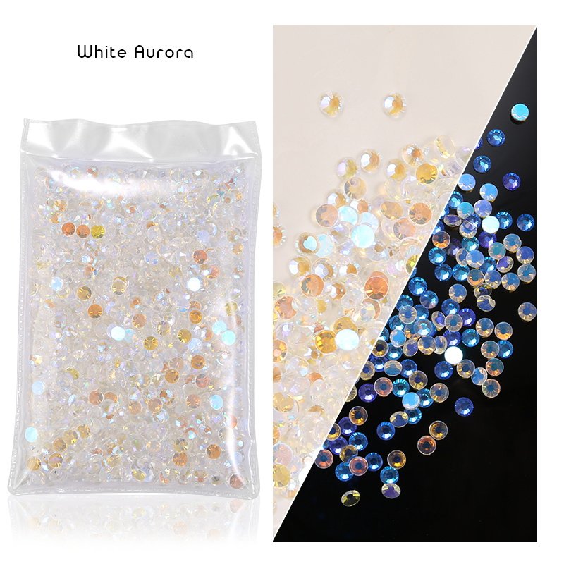 Dress Accessories Crystal AB Transparent Base Flat Back Colors Round Rhinestone for Decoration