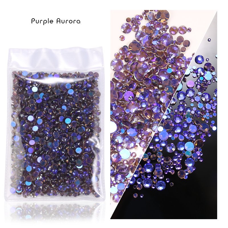 Dress Accessories Crystal AB Transparent Base Flat Back Colors Round Rhinestone for Decoration