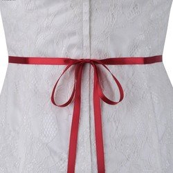 With a burgundy ribbon