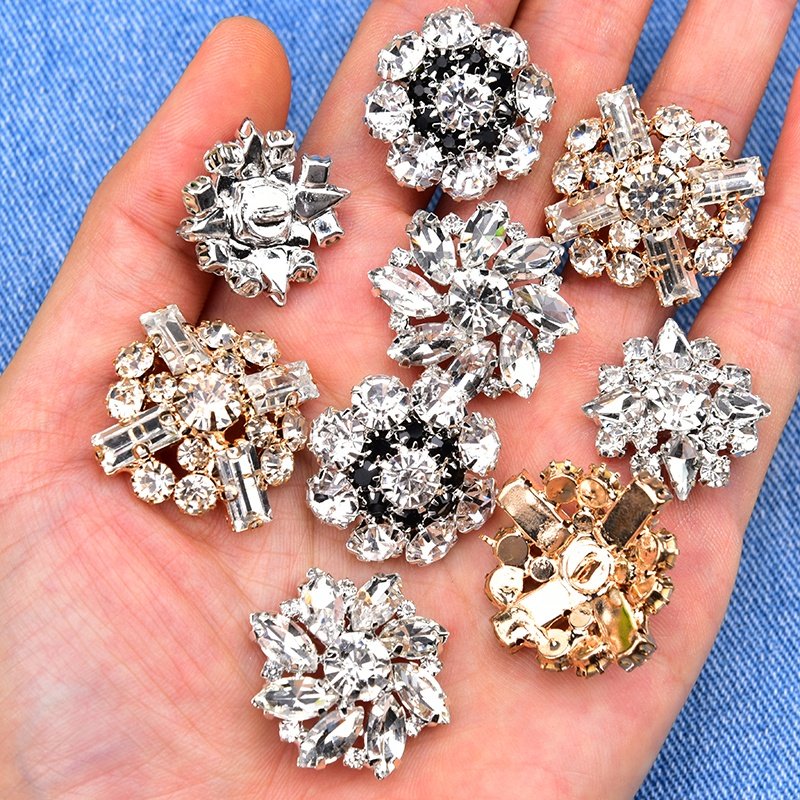 Fashion Sewing Rhinestone Crystal Flower Button for Wedding Bridal Clothes