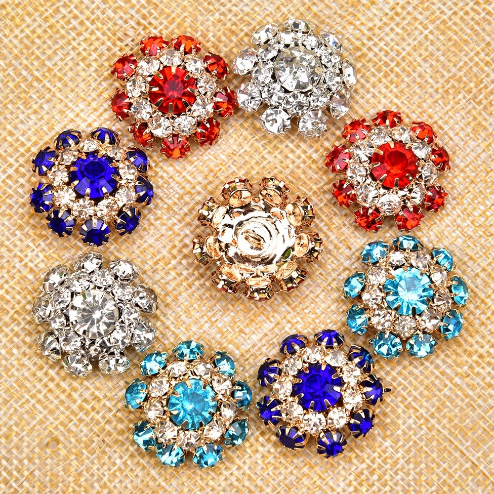 Fashion Sewing Rhinestone Crystal Flower Button for Wedding Bridal Clothes
