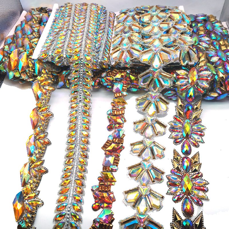 2025 Carnival Costumes Supplies Crafts Accessories Crystal Appliques Iron On Resin Stone Decorative Rhinestone Trim