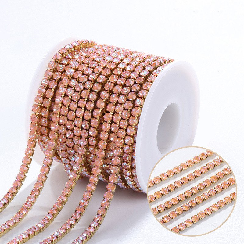 High-Quality Glass Rhinestone Crystal Chain Dense Claw Color Diamond Chain Diy Jewelry Accessories Rhinestone Claw Chain