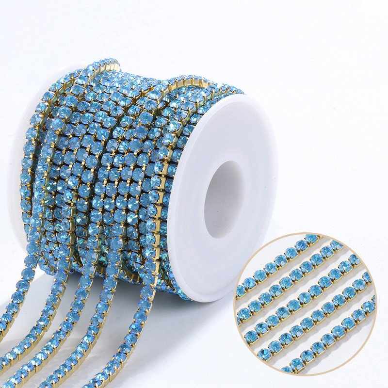High-Quality Glass Rhinestone Crystal Chain Dense Claw Color Diamond Chain Diy Jewelry Accessories Rhinestone Claw Chain