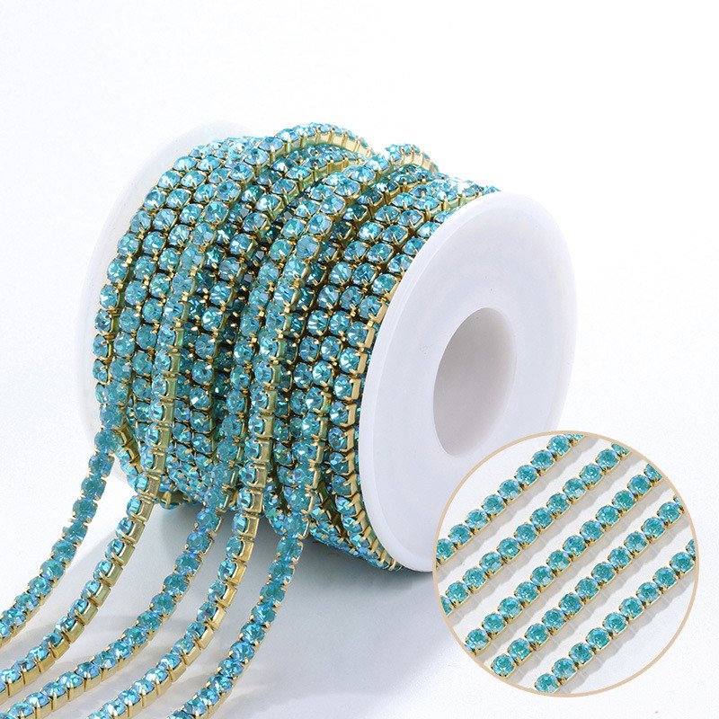 High-Quality Glass Rhinestone Crystal Chain Dense Claw Color Diamond Chain Diy Jewelry Accessories Rhinestone Claw Chain