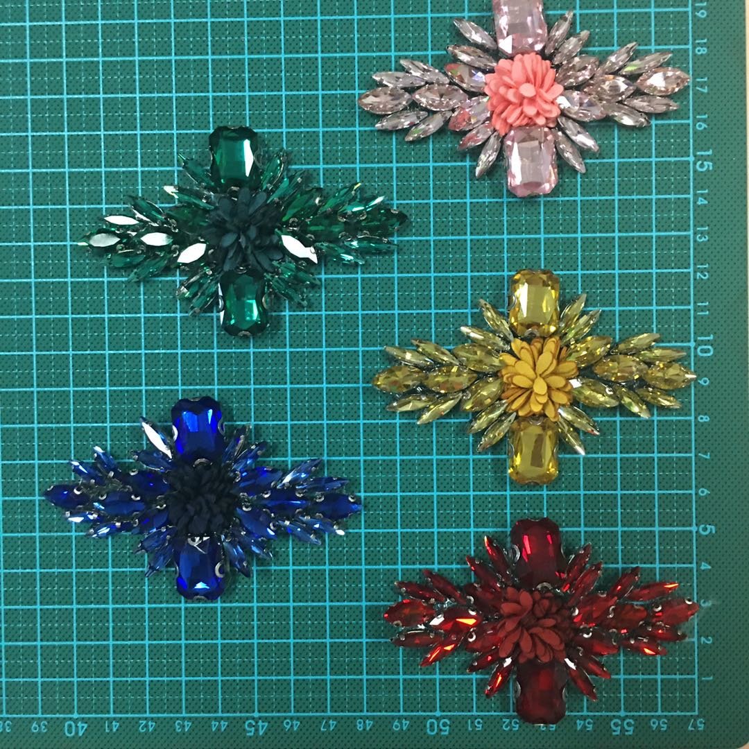Crystal Beaded Diamond Rhinestone Patches, Back Glue, Iron On Beading Fabric applique