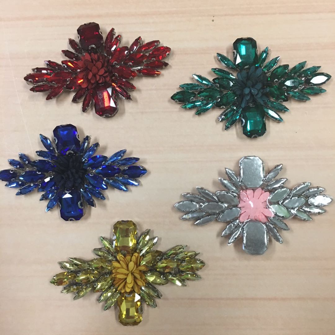Crystal Beaded Diamond Rhinestone Patches, Back Glue, Iron On Beading Fabric applique