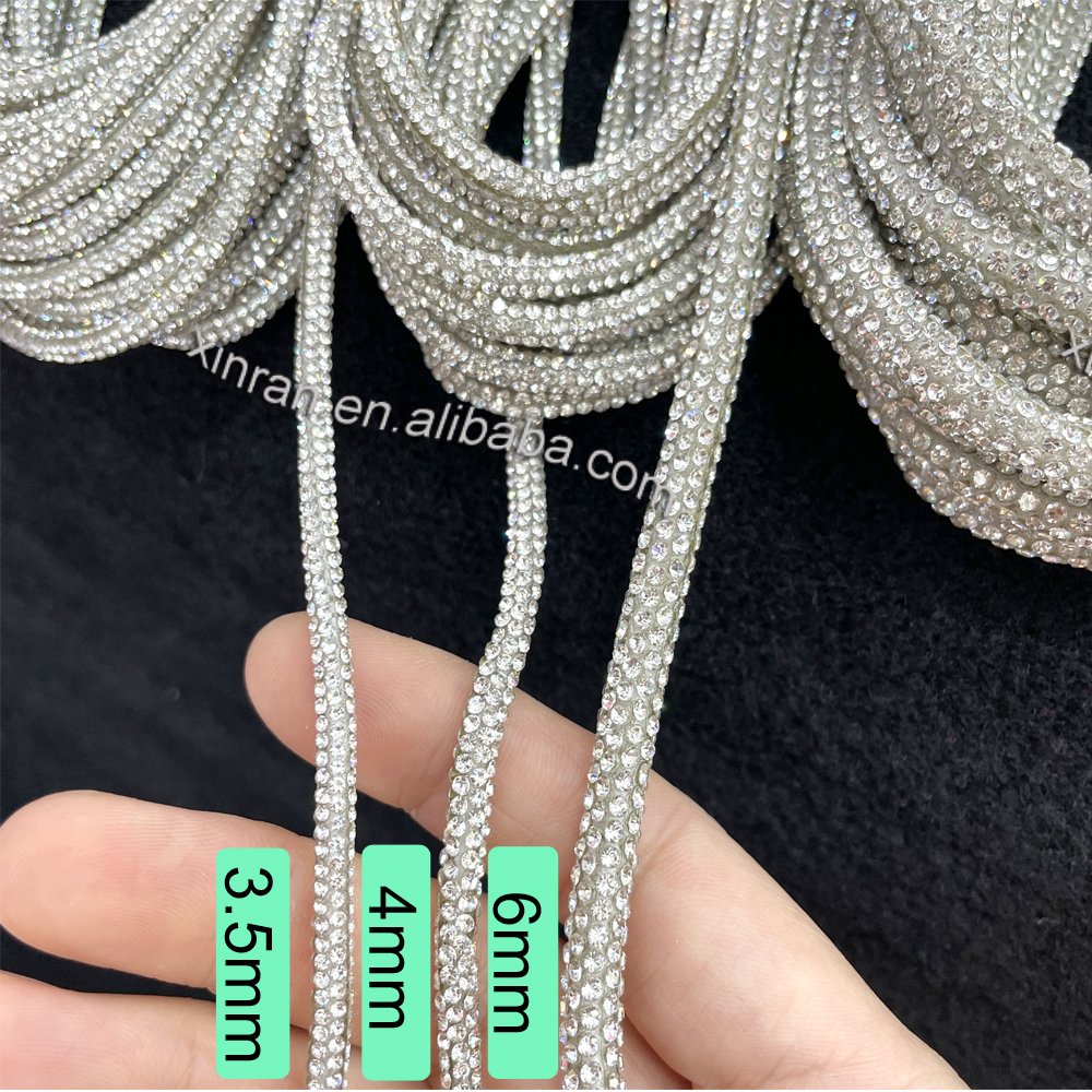 RE001 Custom shiny round cotton core crystal tube rope rhinestone rope for decoration