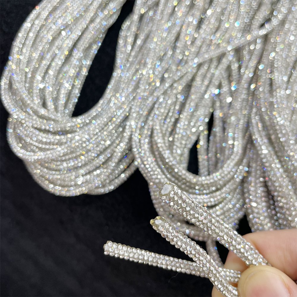 RE001 Custom shiny round cotton core crystal tube rope rhinestone rope for decoration