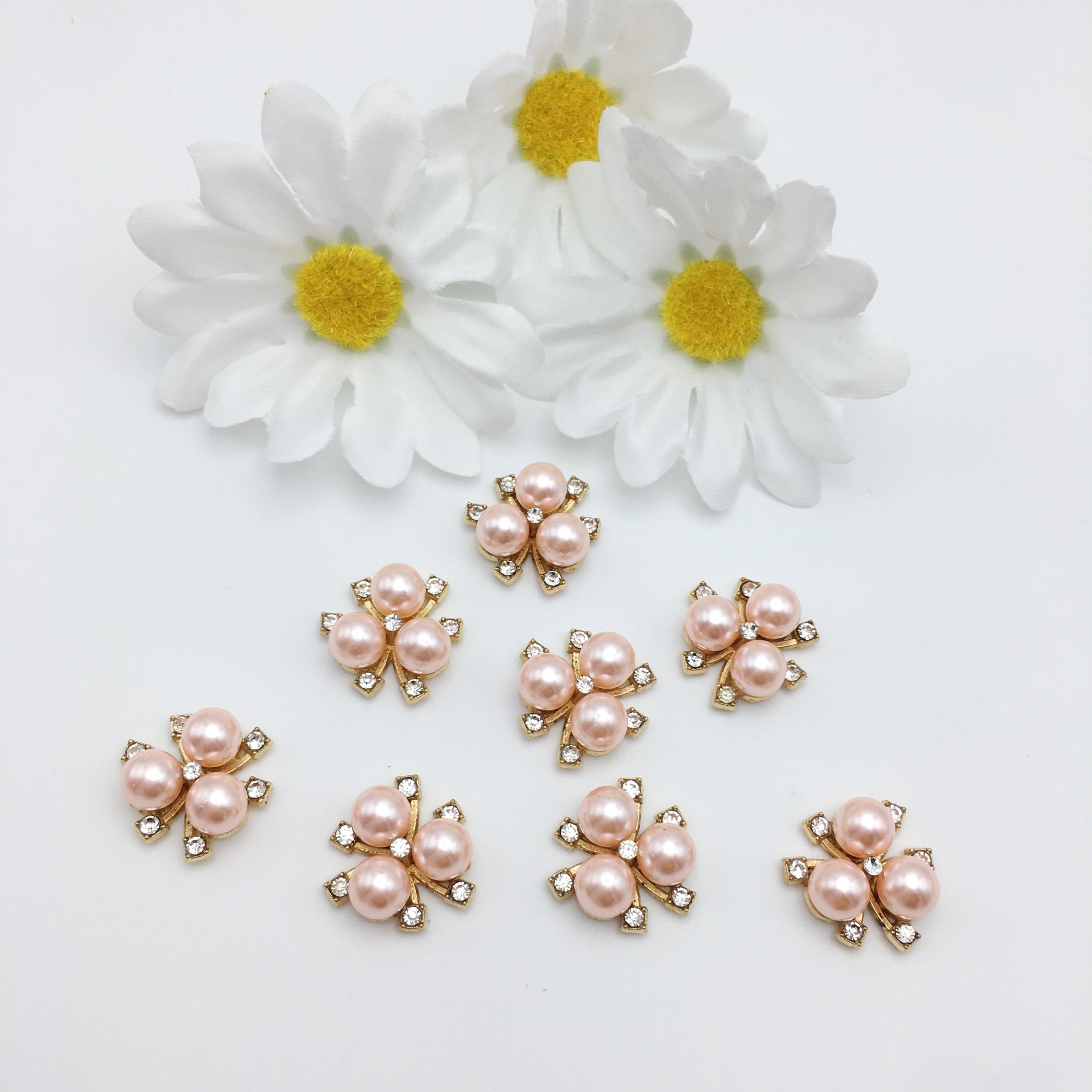 SINRONG Faux Pearl Embellishments Rhinestone Buttons Alloy Pearl Floral Brooch Sustainable Plating Techniques Clothing Crafts