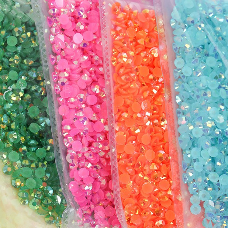 China Rhinestones Chaton Resin Stones 2/3/4/5/6mm Crystal Flat Back Rhinestones Wholesale Multicolor