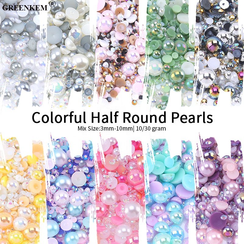 Wholesale 3-10mm Multicolor Mixed Color Resin Rhinestone For Nail Art Charms DIY Mixed ABS Pearl Rhinestone Nail Accessories