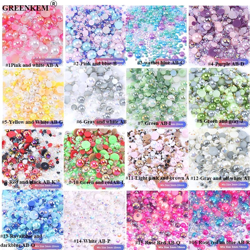 Wholesale 3-10mm Multicolor Mixed Color Resin Rhinestone For Nail Art Charms DIY Mixed ABS Pearl Rhinestone Nail Accessories