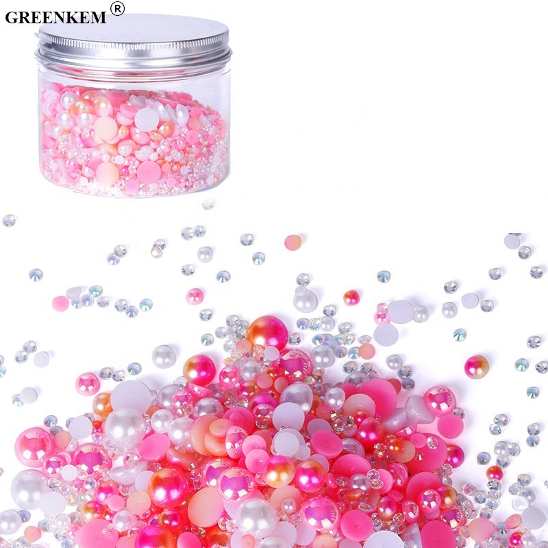 Wholesale 3-10mm Multicolor Mixed Color Resin Rhinestone For Nail Art Charms DIY Mixed ABS Pearl Rhinestone Nail Accessories