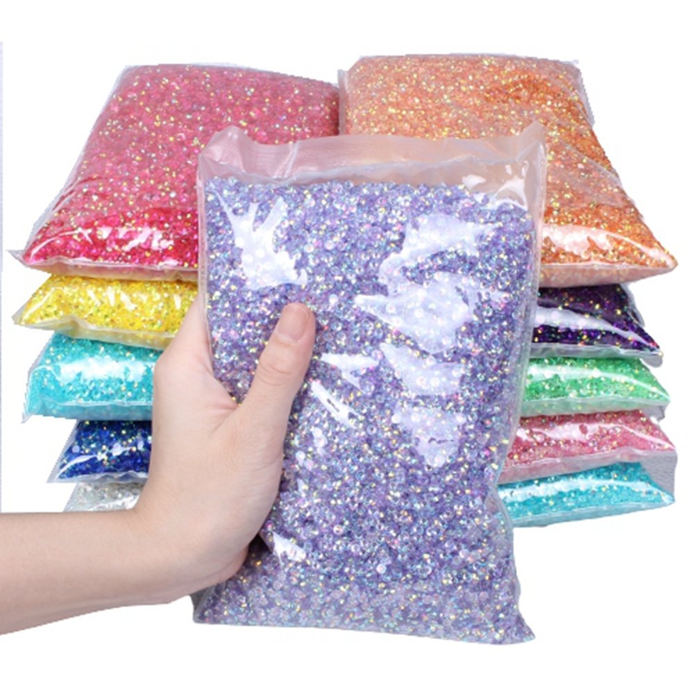 Clear AB Jelly AB Colors 50000pcs 4mm 3D Nail Gems Flatback Round Glue On Stones Resin Rhinestones For DIY Garment Decorations