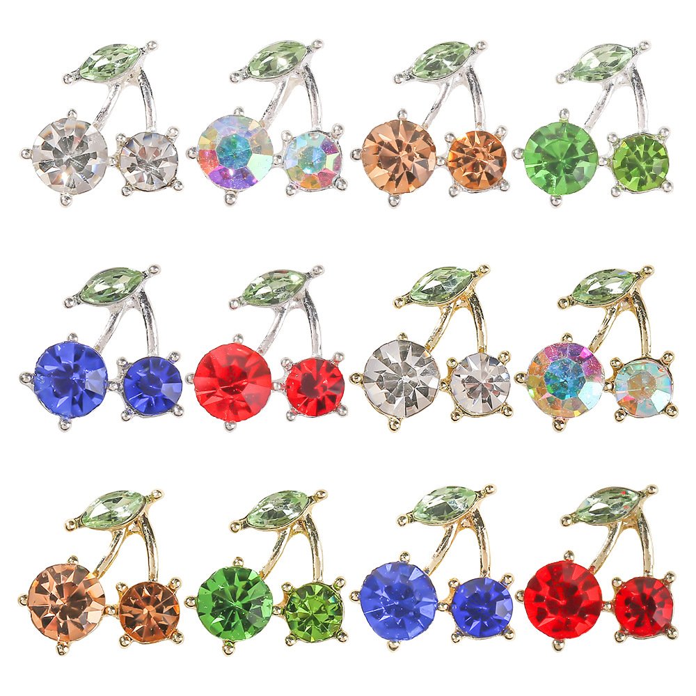 Cherry Blossom Nail Charms Shiny 3D Alloy Rhinestone & Glitter Decorations For Diy Manicures Nail Charms Luxury Nail Charms