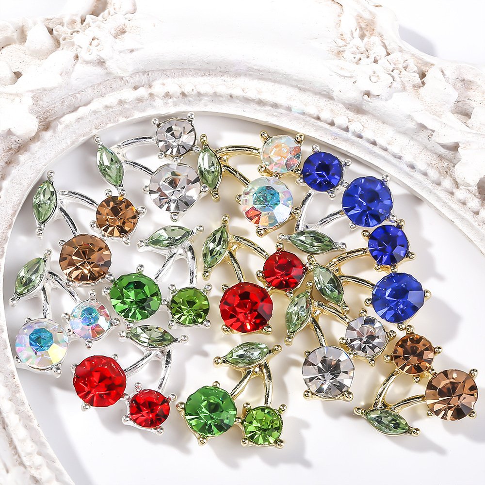Cherry Blossom Nail Charms Shiny 3D Alloy Rhinestone & Glitter Decorations For Diy Manicures Nail Charms Luxury Nail Charms