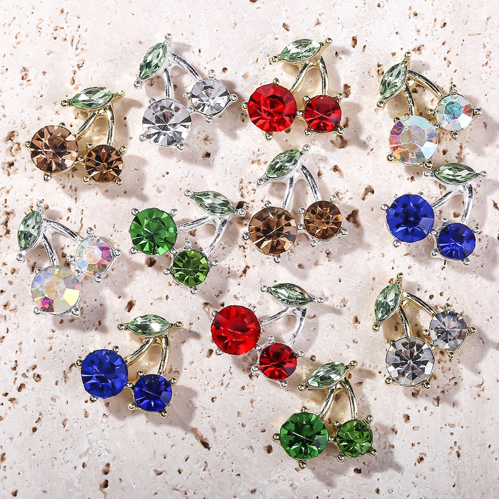 Cherry Blossom Nail Charms Shiny 3D Alloy Rhinestone & Glitter Decorations For Diy Manicures Nail Charms Luxury Nail Charms